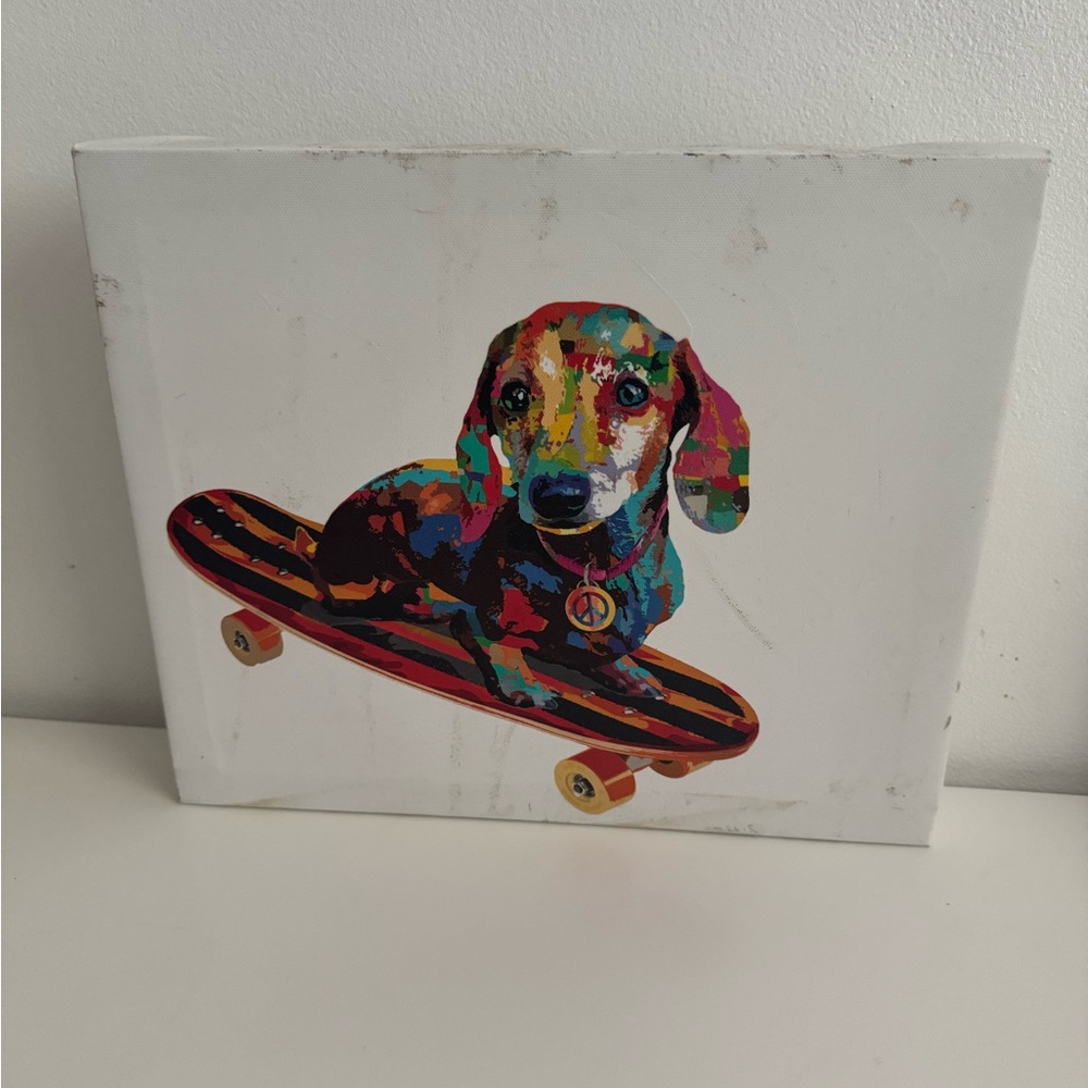 Marshalls Red and Blue Dachshund Painting
